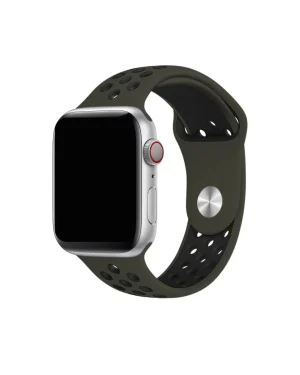 Apple Watch sport band active army green black silicone replacement strap