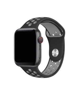 Black and grey sport smartwatch band with ventilation holes and breathable design