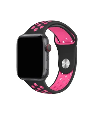 Black and pink sport band for Apple Watch with ventilation holes