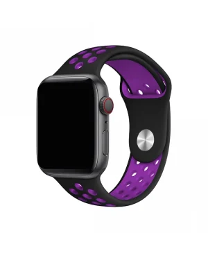 Black purple silicone sport band for Apple Watch with ventilation holes