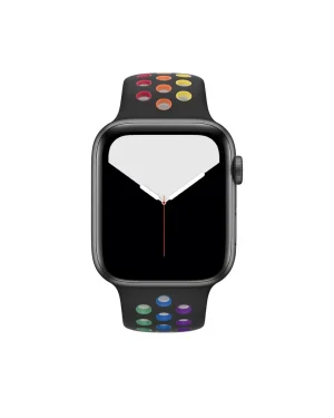Black Rainbow Pride Sport Band Active For Apple Watch Front