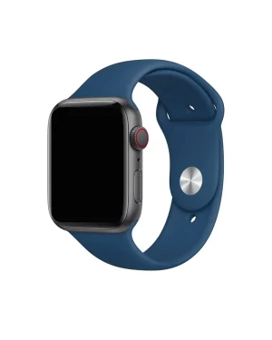 Smartwatch with blue sport band and space gray aluminum case