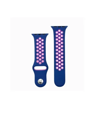 Blue silicone sport band with pink luminous glow LED dots for smartwatch