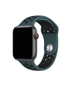 Celestial teal and black sport band for smartwatch with perforated design