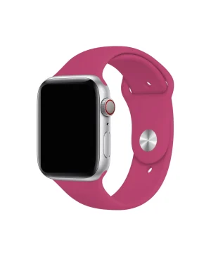 Smart watch with silver case and dragonfruit pink silicone sport band