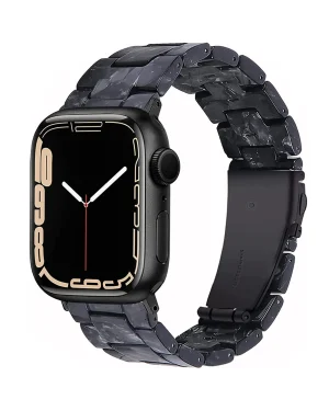 Black marble crystal band for Apple Watch with premium resin strap
