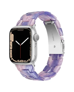 Purple acrylic crystal smartwatch band for Apple Watch with silver clasp
