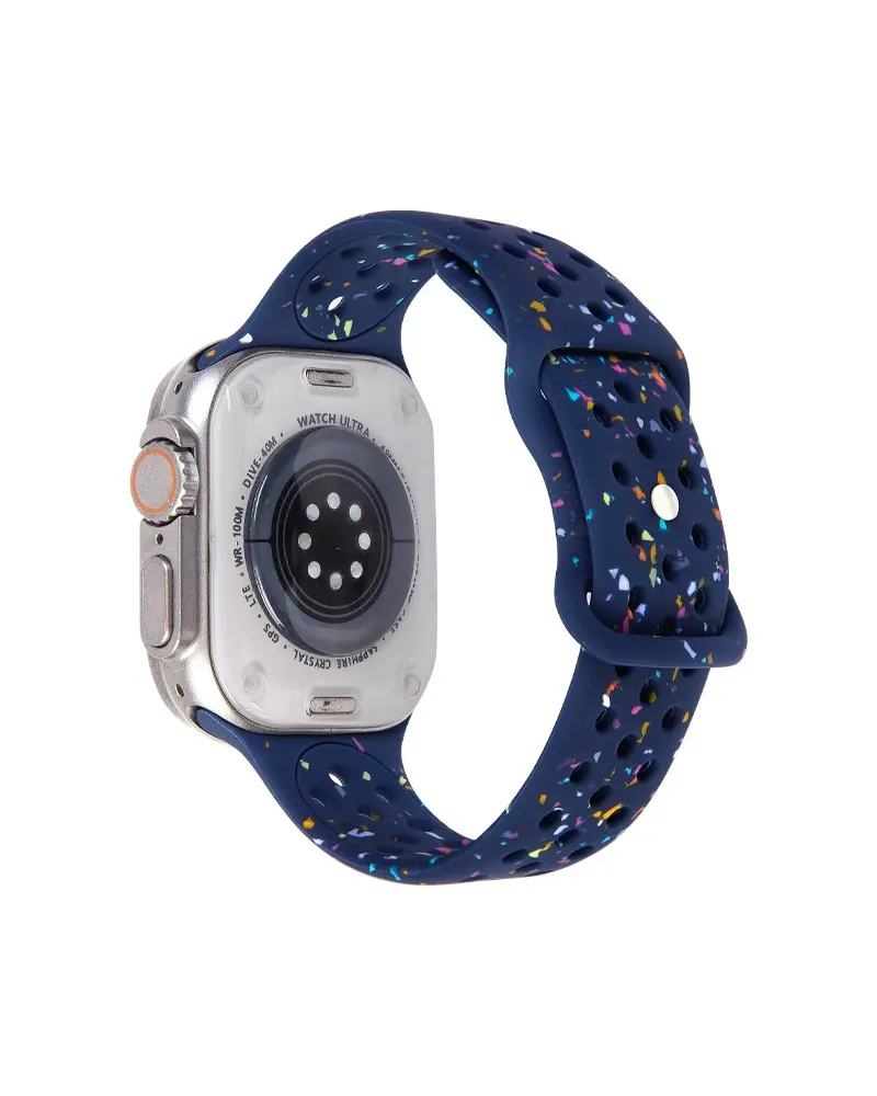 Apple Watch Ultra midnight blue glitter sport band with colorful speckled design