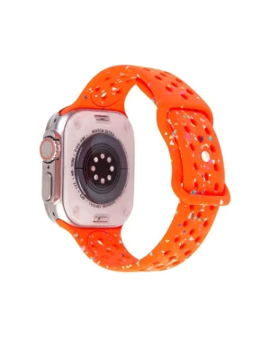 Orange glitter sport band for Apple Watch Ultra with perforated design