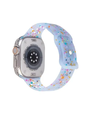 Sky blue glitter sport band with colorful confetti pattern for Apple Watch Ultra