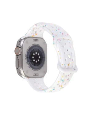 Apple Watch Ultra silver case with white glitter sport band strap