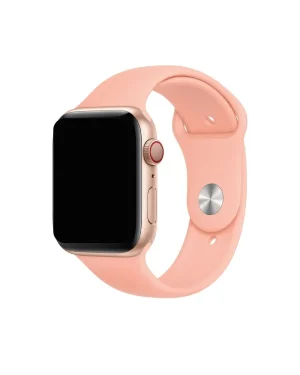 Grapefruit sport band for smartwatch with pink silicone strap and metal digital crown