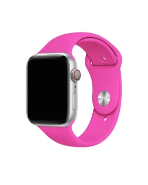 Hot pink silicone sport band for Apple Watch with silver case