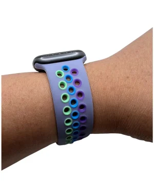Lavender sport band with colorful ventilation holes for smartwatch active wear