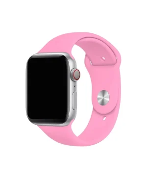 Pink sport band for Apple Watch with silver aluminum case