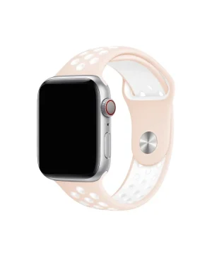 Apple Watch silver case light pink white sport band with breathing holes