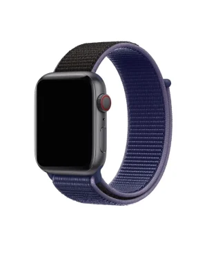 Smartwatch with midnight blue and black nylon sport loop band