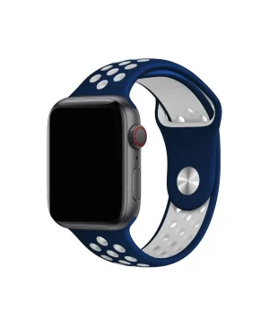Navy and white sport band for smartwatch with perforated design