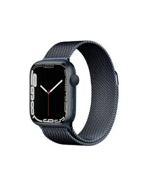 Midnight black Apple Watch with stainless steel Milanese loop band