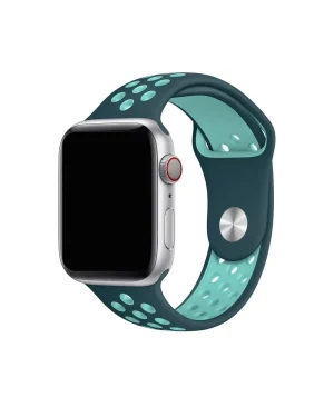 Smartwatch sport band in teal and turquoise with perforated holes, athletic style