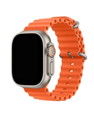 Orange silicone ocean band with titanium connector for smartwatch