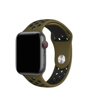 Olive and black sport band for smartwatch with ventilation holes