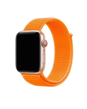 Orange sport loop band for smartwatch with velcro closure and aluminium case