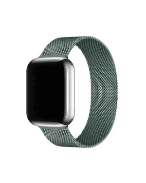 Pine green Milanese loop stainless steel mesh smartwatch band