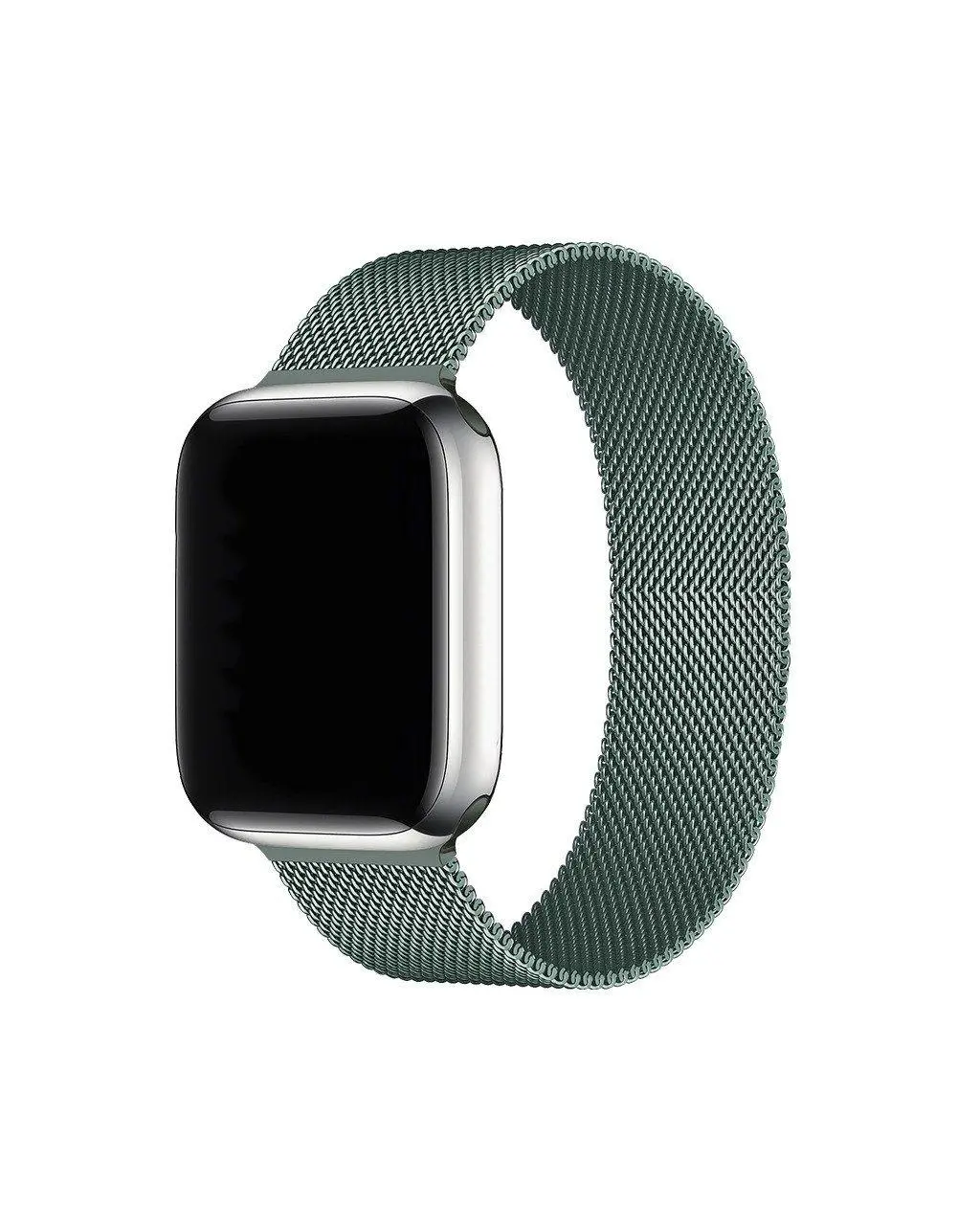 Pine green Milanese loop stainless steel mesh smartwatch band
