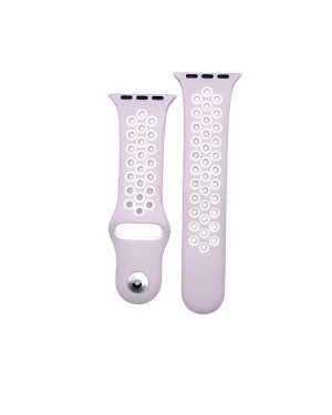Pink sport watch band with perforated design and adjustable strap connector