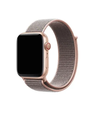 Rose gold smartwatch with pink sand sport loop fabric band