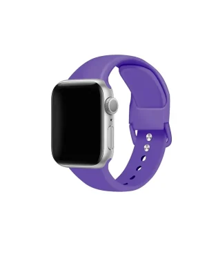 Purple silicone sport band for Apple Watch with silver aluminum case