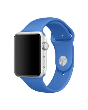 Apple Watch white aluminum case with royal blue sport band