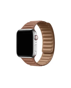 Apple Watch leather link band saddle brown quilted strap