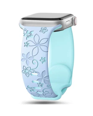 Sakura floral smartwatch band in ice blue and light blue with sport design