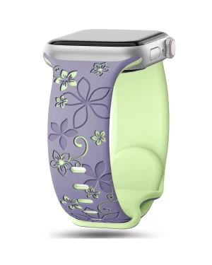 Purple and green floral sport band for Apple Watch smartwatch