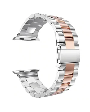 Silver Rose Gold Stainless Steel Band For Apple Watch Strap
