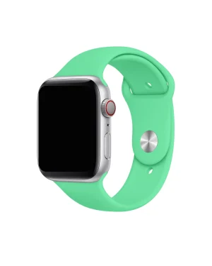 Smartwatch with silver case and spearmint green sport band strap