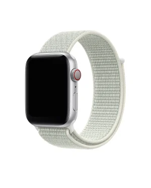Apple Watch silver aluminum case with white sport loop band