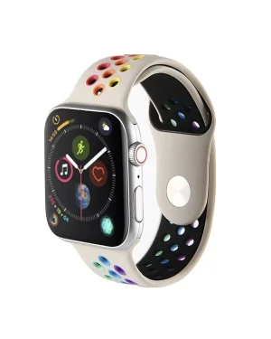 Apple Watch sport band stone with colorful rainbow pride holes design