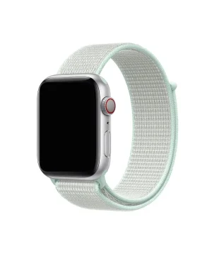 Apple Watch silver aluminum with teal sport loop band