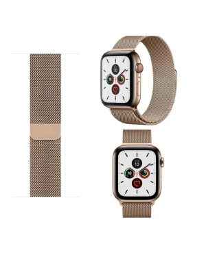 Vintage gold Milanese loop mesh band smartwatch strap with magnetic closure