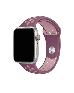 Violet and soft pink sport band for Apple Watch with perforated design