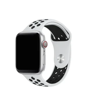 White and black Nike sport band for Apple Watch with perforated design