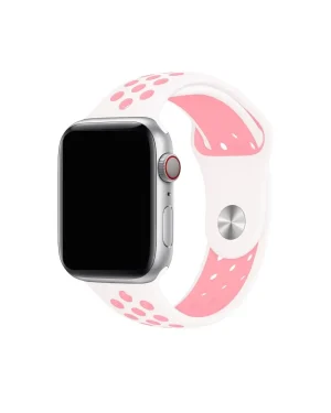 White and light pink sport band for Apple Watch with ventilation holes