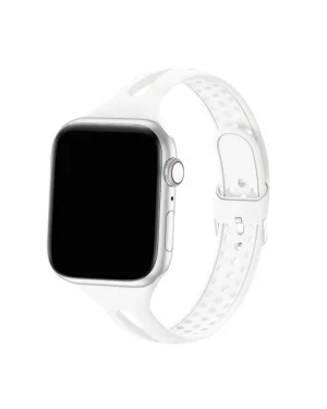 White silicone sport band smartwatch with cellular connectivity and digital display