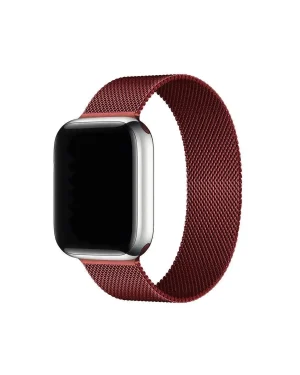 Wine red Milanese Loop mesh band for smartwatch with magnetic closure