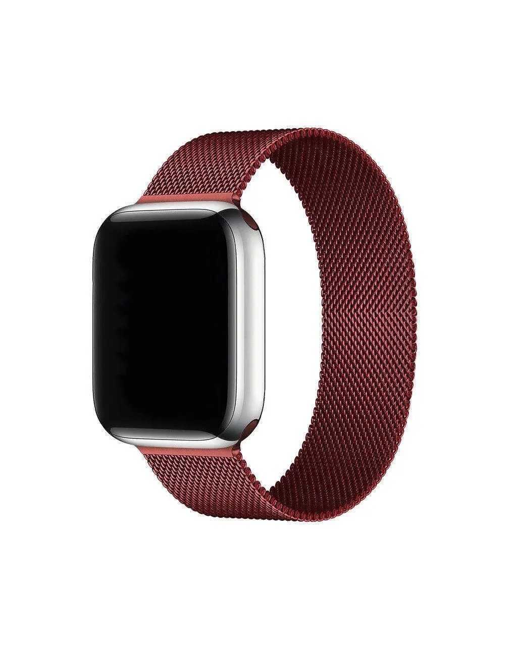 Wine red Milanese Loop mesh band for smartwatch with magnetic closure