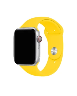 Silver smartwatch with vibrant yellow sport band replacement strap