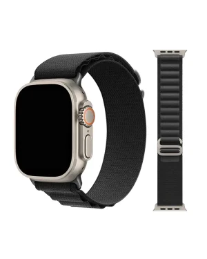 Black Alpine Loop band for Apple Watch with titanium connector